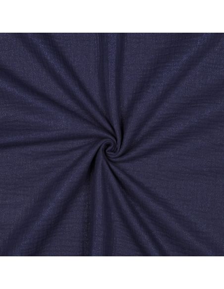 Tissu double gaze de coton irisé - Bleu marine
