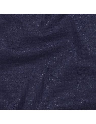Tissu double gaze de coton irisé - Bleu marine