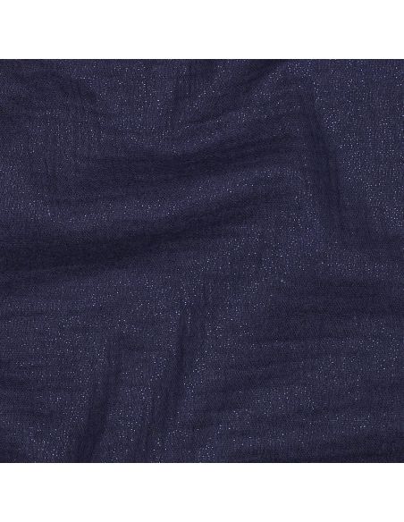 Tissu double gaze de coton irisé - Bleu marine