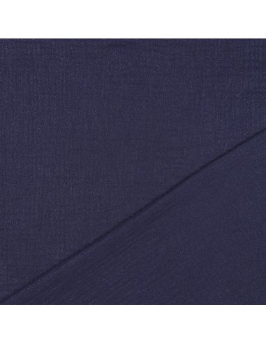 Tissu double gaze de coton irisé - Bleu marine
