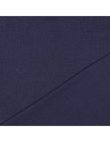 Tissu double gaze de coton irisé - Bleu marine