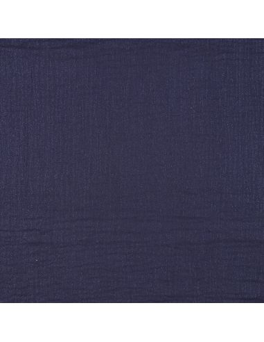 Tissu double gaze de coton irisé - Bleu marine