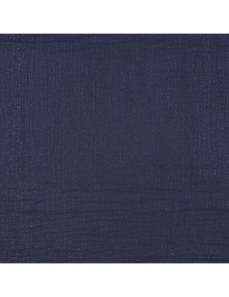Tissu double gaze de coton irisé - Bleu marine