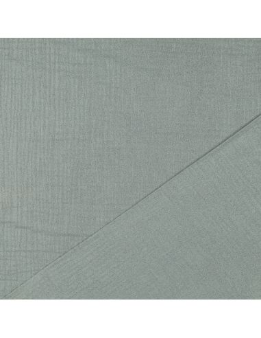 Tissu double gaze de coton irisé - Vert de gris
