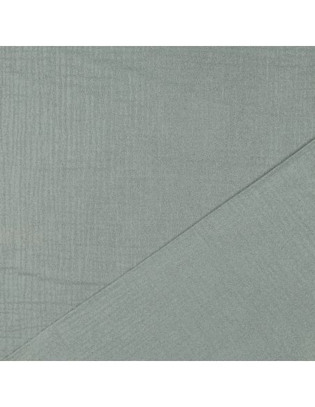 Tissu double gaze de coton irisé - Vert de gris