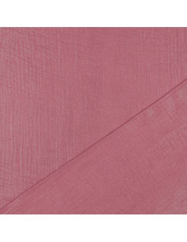 Tissu double gaze de coton irisé - Bois de rose