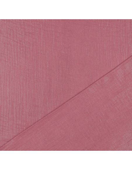Tissu double gaze de coton irisé - Bois de rose