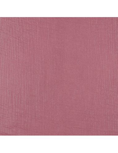 Tissu double gaze de coton irisé - Bois de rose