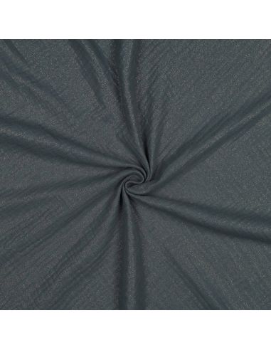Tissu double gaze de coton irisé - Bleu acier