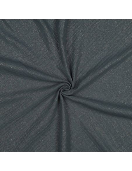 Tissu double gaze de coton irisé - Bleu acier