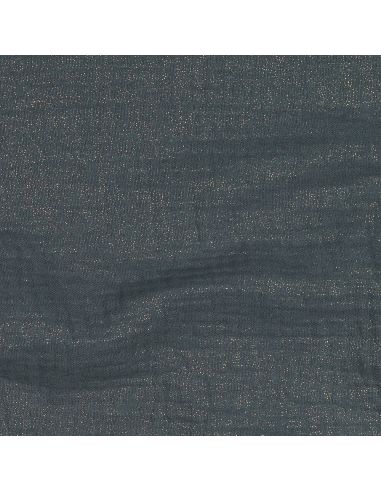 Tissu double gaze de coton irisé - Bleu acier