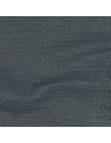 Tissu double gaze de coton irisé - Bleu acier