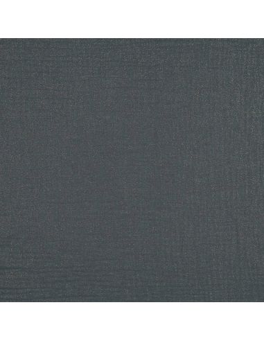 Tissu double gaze de coton irisé - Bleu acier