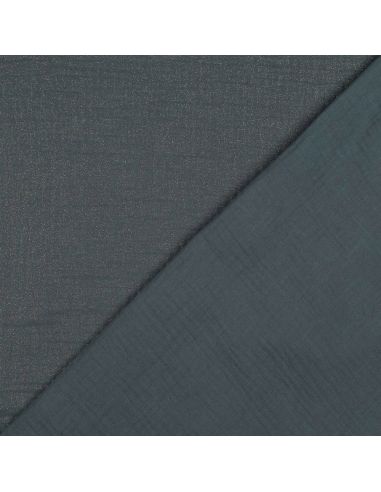 Tissu double gaze de coton irisé - Bleu acier