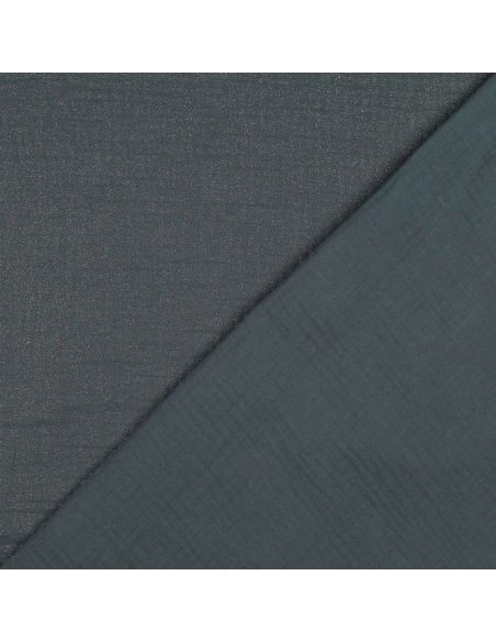 Tissu double gaze de coton irisé - Bleu acier