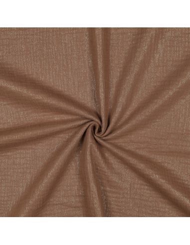 Tissu double gaze de coton irisé - Cognac