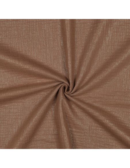 Tissu double gaze de coton irisé - Cognac