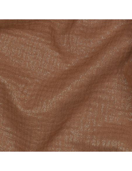 Tissu double gaze de coton irisé - Cognac