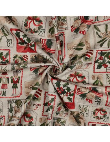 Toile de coton canvas Noël - Timbres