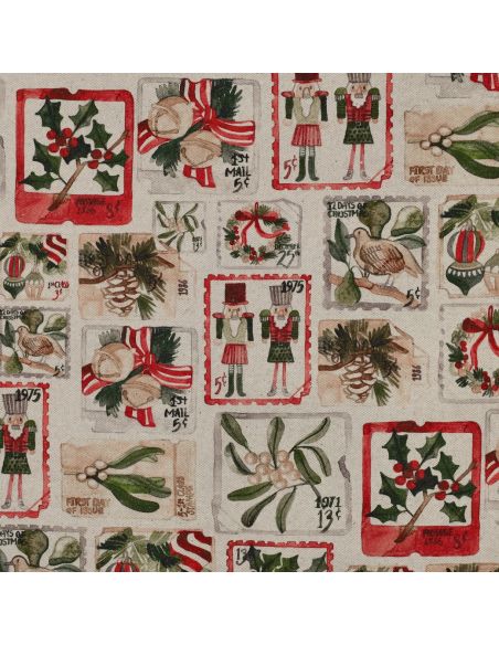 Toile de coton canvas Noël - Timbres