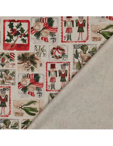 Toile de coton canvas Noël - Timbres