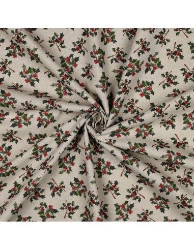 Toile de coton canvas Noël - Houx