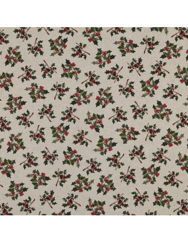 Toile de coton canvas Noël - Houx