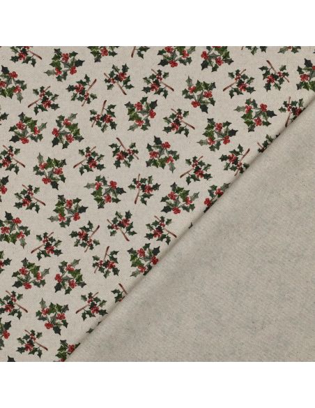 Toile de coton canvas Noël - Houx