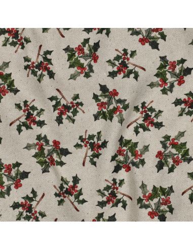 Toile de coton canvas Noël - Houx