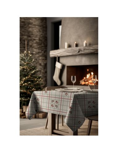 Toile de coton canvas Noël - Carreaux et décorations
