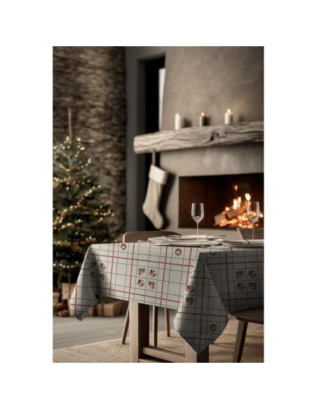 Toile de coton canvas Noël - Carreaux et décorations