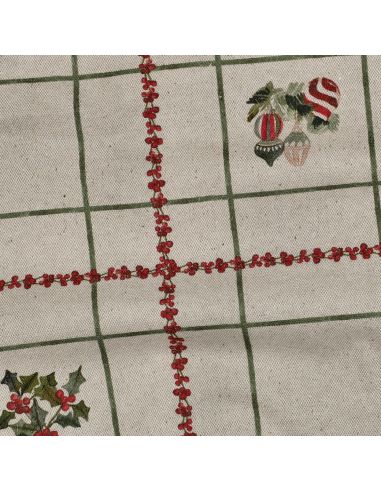 Toile de coton canvas Noël - Carreaux et décorations