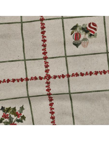 Toile de coton canvas Noël - Carreaux et décorations