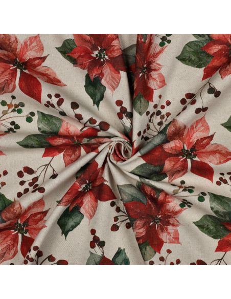 Toile de coton canvas Noël - Fleurs de noël