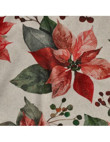 Toile de coton canvas Noël - Fleurs de noël