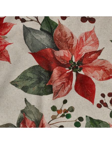 Toile de coton canvas Noël - Fleurs de noël