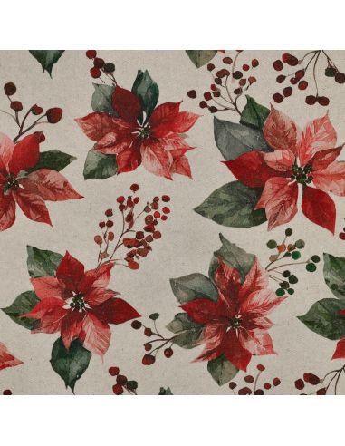 Toile de coton canvas Noël - Fleurs de noël