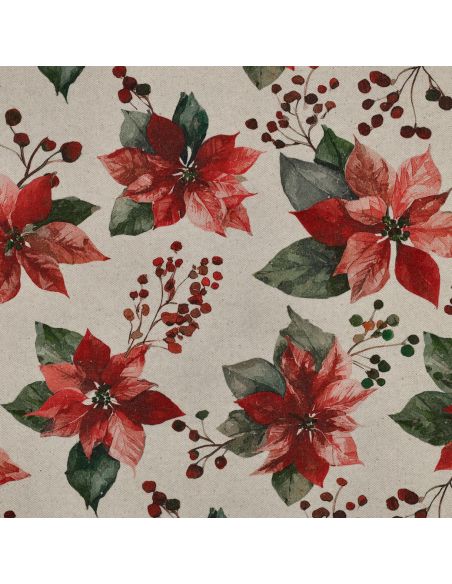 Toile de coton canvas Noël - Fleurs de noël