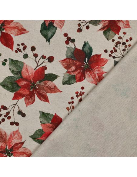 Toile de coton canvas Noël - Fleurs de noël