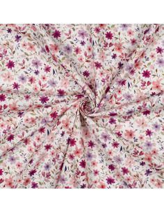 Tissu popeline de coton - Lyana fond blanc