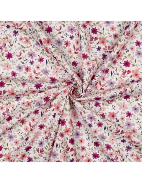 Tissu popeline de coton - Lyana fond blanc