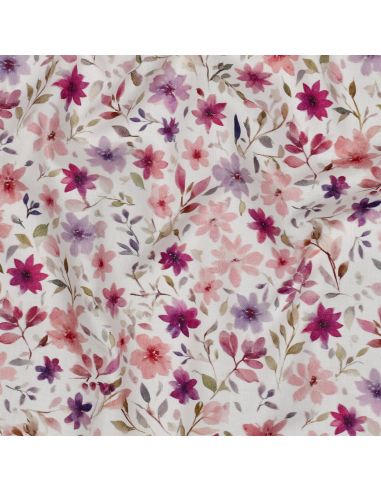 Tissu popeline de coton - Lyana fond blanc