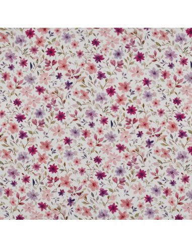 Tissu popeline de coton - Lyana fond blanc