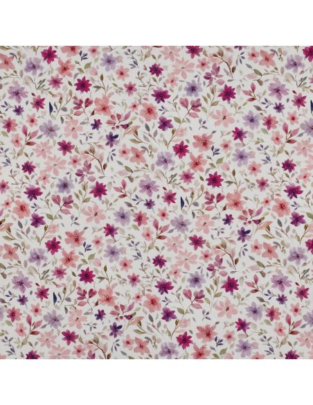 Tissu popeline de coton - Lyana fond blanc