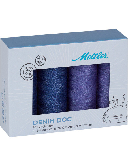 Coffret de 4 fils à coudre Denim Mettler