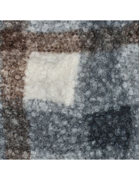 Tissu bouclette à carreaux - Bleu marine et beige