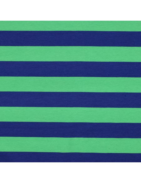 Tissu sweat léger à rayures - Bleu et vert