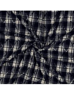 Tissus à carreaux tartan surpiqûres losange - Bleu marine