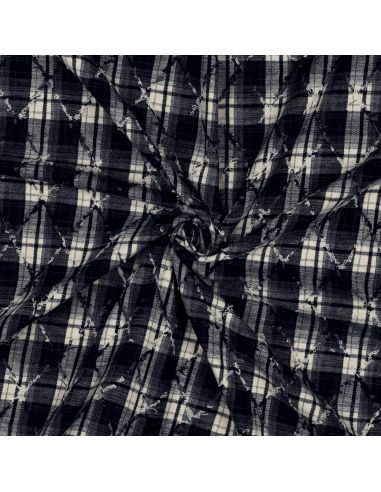 Tissus à carreaux tartan surpiqûres losange - Bleu marine