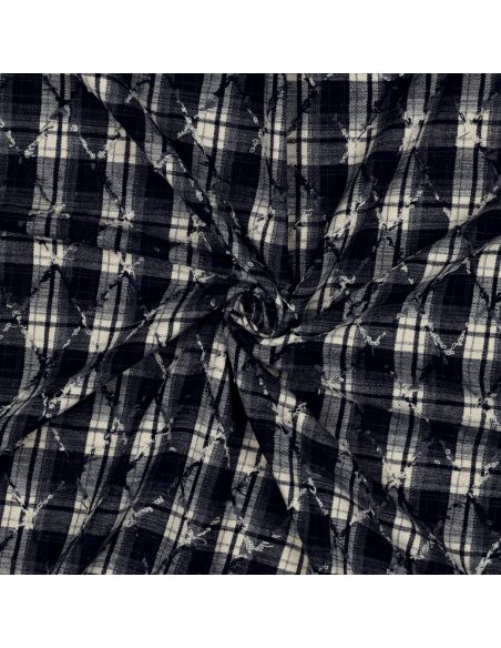 Tissus à carreaux tartan surpiqûres losange - Bleu marine